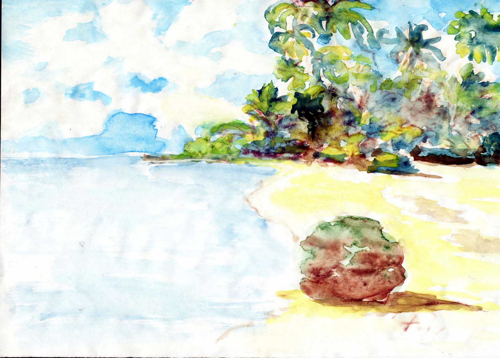 tengerpart - akvarell